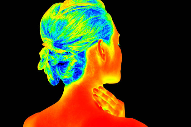 woman back shot like a thermography woman back shot like a thermography thermal image stock pictures, royalty-free photos & images