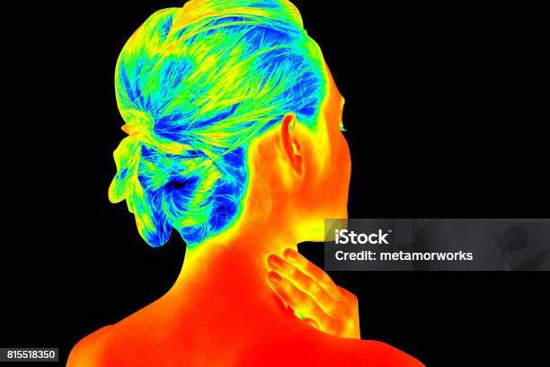 Woman Back Shot Like A Thermography Stock Photo - Download Image Now - Thermal Image, Infrared, The Human Body