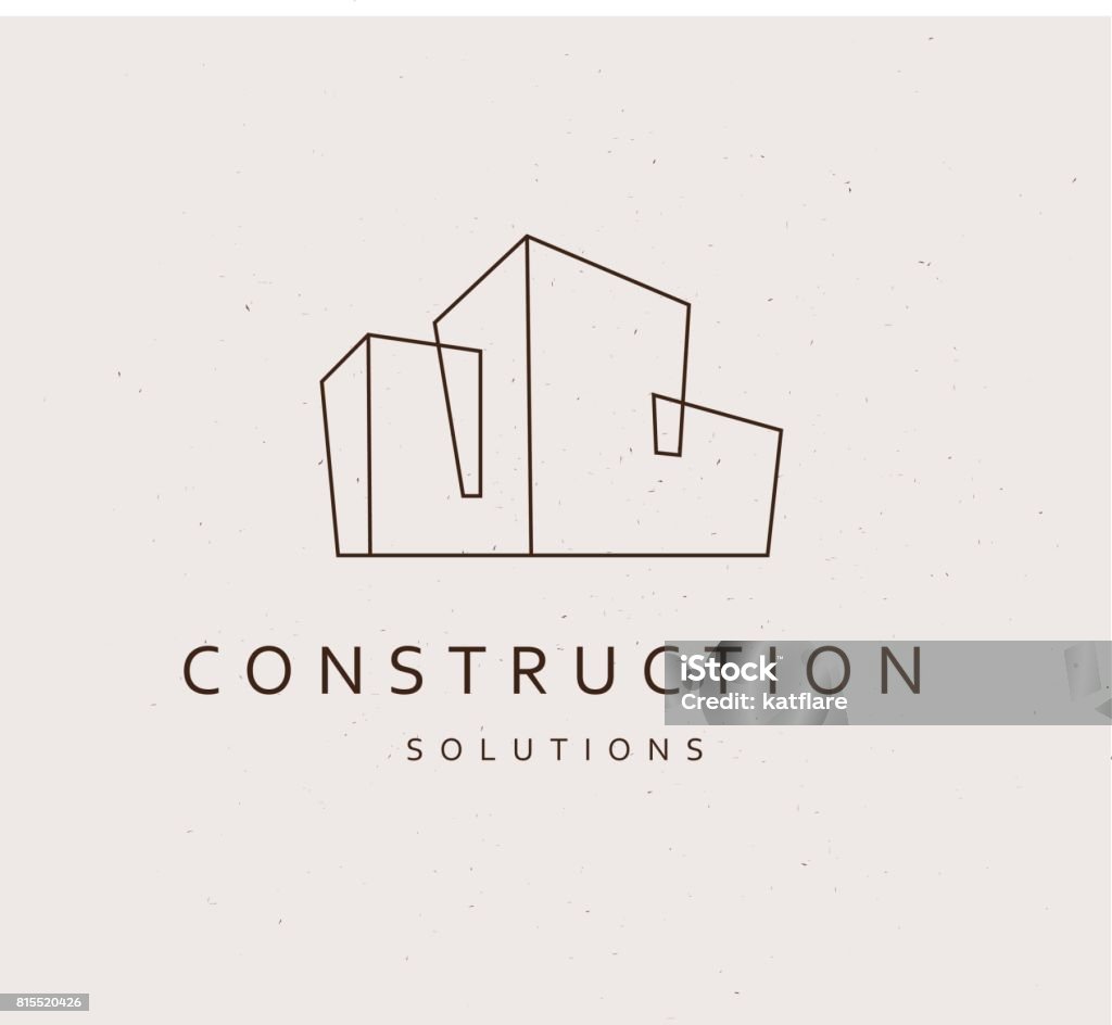 Vector flat construction company Vector flat construction company brand design template. Building company and architect bureau insignia, illustration isolated on white background. Line art. Line Art stock vector