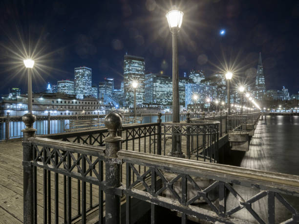 view San Francisco city skyline from pier number 7,USA.