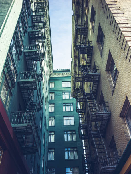 istock view of apartment building with external fire ladders,san francsico 815525700