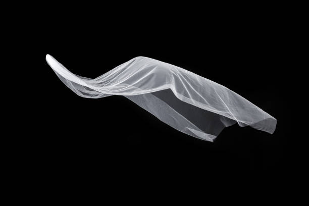 istock wedding white Bridal veil isolated on black background 815528394