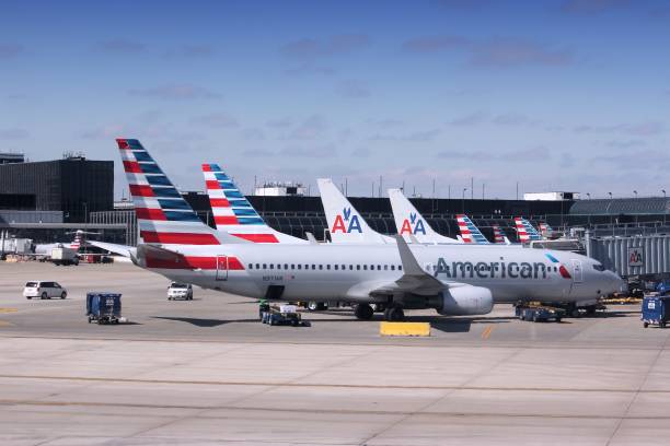 American Airlines American Airlines fleet at O'Hare Airport in Chicago. With 106 million pax in 2011, AA is the 5th largest airline worldwide. 737 stock pictures, royalty-free photos & images