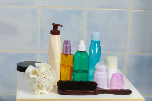 istock Toiletries in bathroom on shelf 815570656