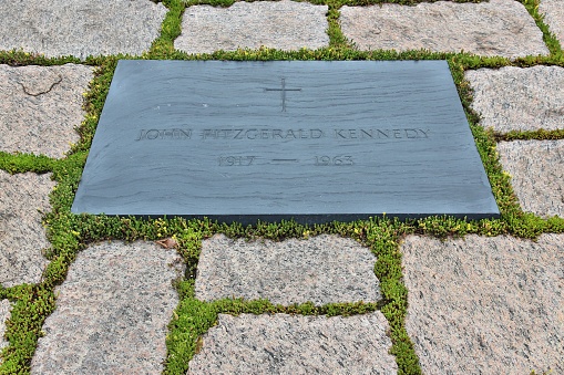 John Fitzgerald Kennedy grave at Arlington National Cemetery in Washington. JFK was the 35th President of the United States (1961-1963).