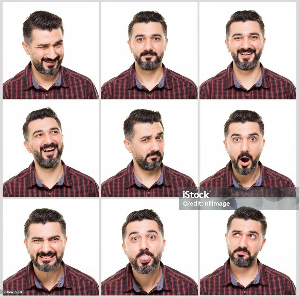 Junger Mann Multiples Bild - Lizenzfrei Gesichtsausdruck Stock-Foto