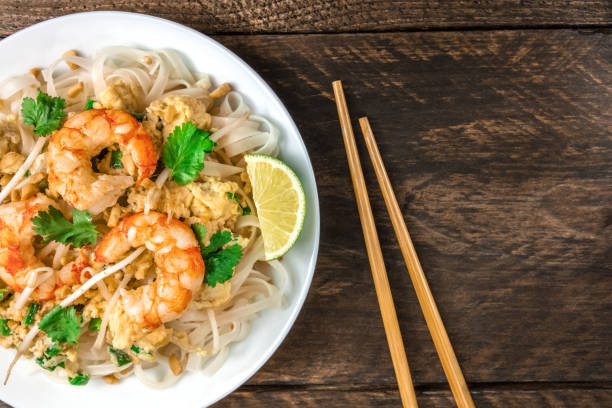 istock Shrimp Pad Thai closeup from above with copy space 815579474