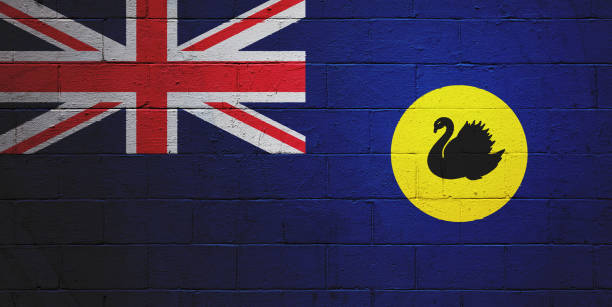 Flag of Western Australia painted on a brick wall.