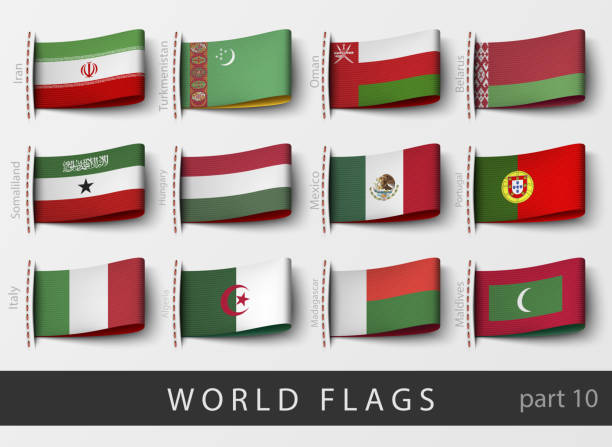 illustrations, cliparts, dessins animés et icônes de vecteur défini d’étiquettes de drapeau de tous les pays - federated