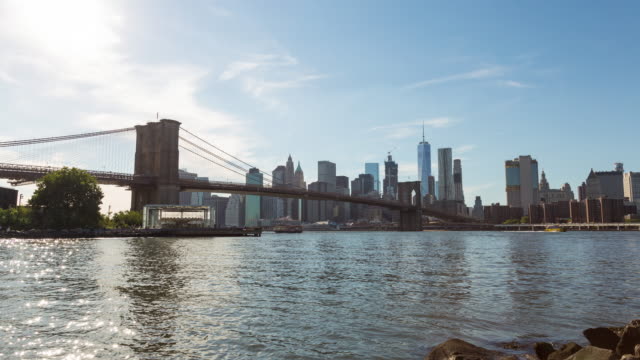 Brooklyn Bridge, East River and Manhattan New York City Day Timelapse