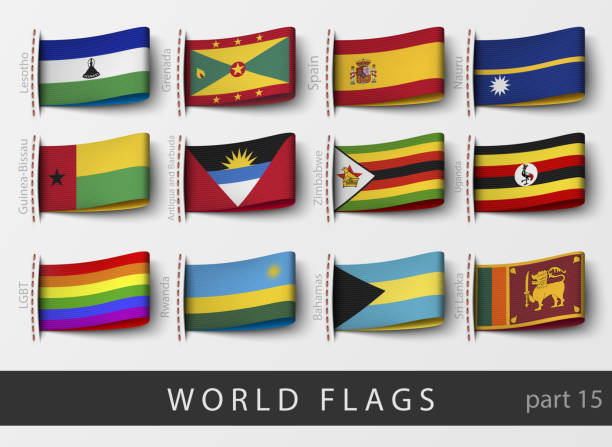 illustrations, cliparts, dessins animés et icônes de vecteur défini d’étiquettes de drapeau de tous les pays - federated