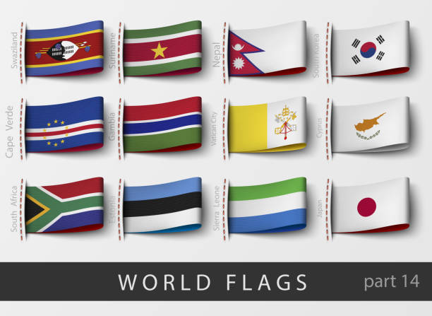 ilustrações de stock, clip art, desenhos animados e ícones de vector set of flag labels of all countries - federated