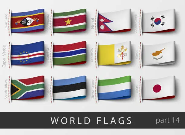 Vector illustration of Vector set of flag labels of all countries