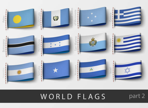 ilustrações de stock, clip art, desenhos animados e ícones de vector set of flag labels of all countries - federated