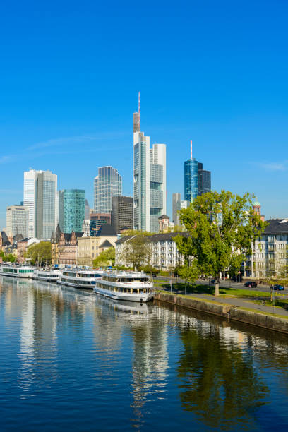 istock Frankfurt City skyline and Main river reflection on a clear day, Germany 815606594