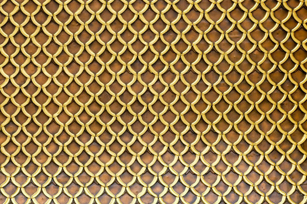 istock Background texture Beautiful golden pattern roof tiles. 815612634