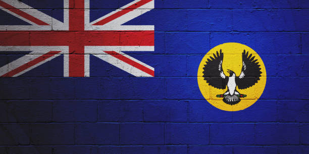 Flag of South Australia painted on a brick wall.