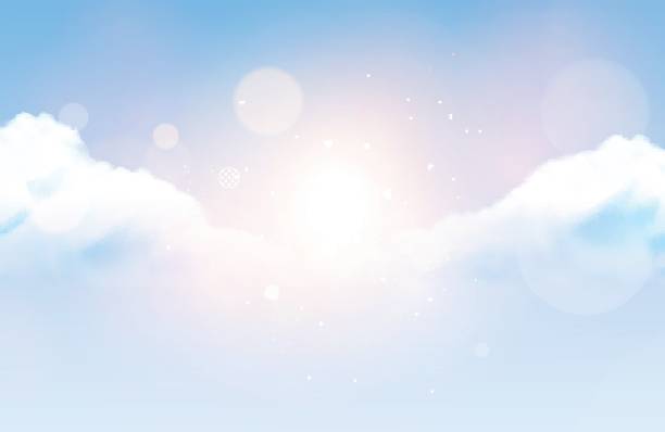 사실적인 벡터 흐린 하늘 - backgrounds sunbeam horizontal spring stock illustrations