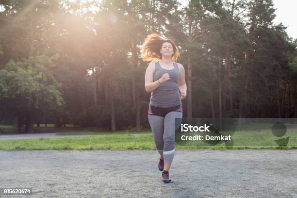 Overweight Woman Running Weight Loss Concept Stock Photo - Download Image Now - Teenager, Plus Size, Running