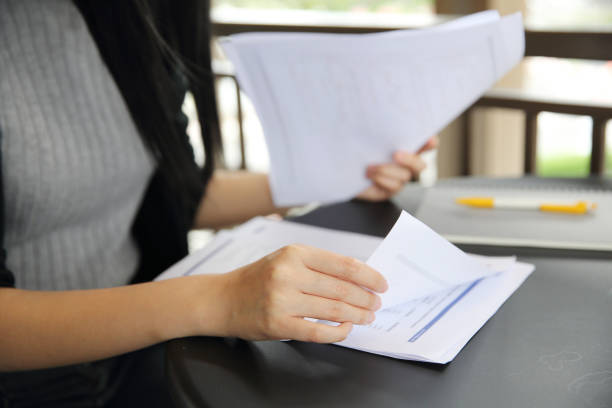 istock Office Woman hand Working on the Business Papers and tablet 815630168