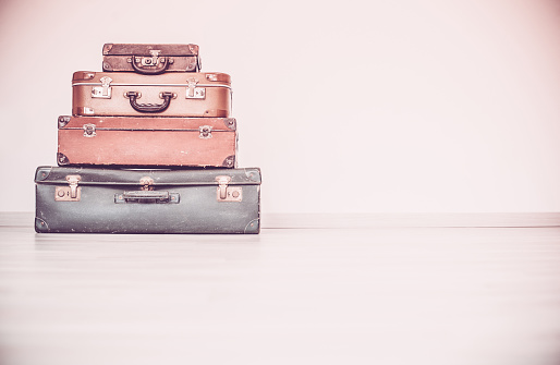 Stack of Vintage Suitcases Isolated