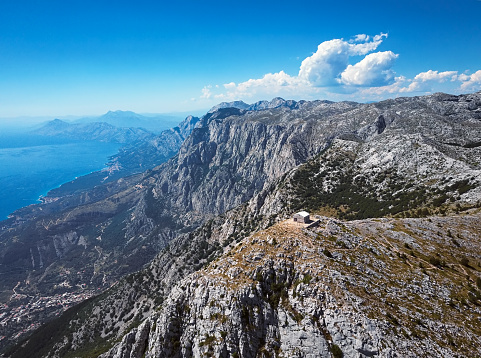 Panorama of Biokovo mountains and Makarska riviera, Dalmatian coast, Croatia