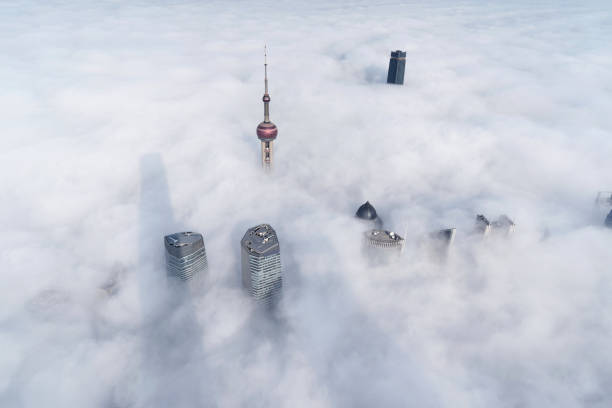 istock Shanghai Skyline in Stratosphere Thick Fog, China 815676942