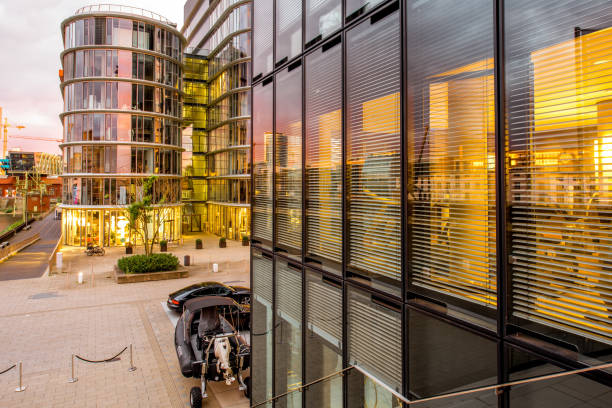 DUSSELDORF, GERMANY - July 04, 2017: View on the windows of Hyatt regency hotel and office building in Dusseldorf city