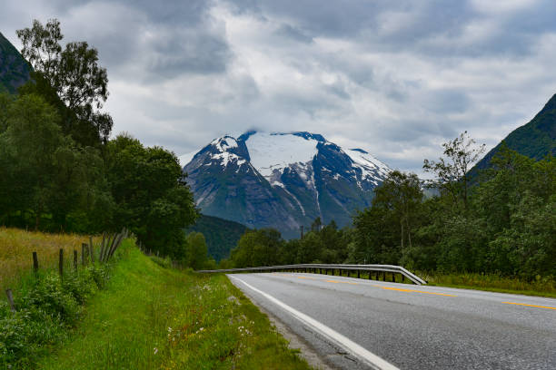 Mountain view in norway stock photo