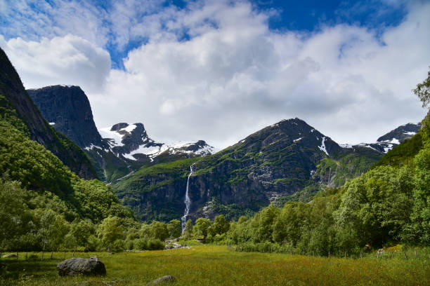 Mountain view in norway stock photo