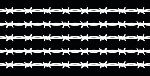 ilustrações de stock, clip art, desenhos animados e ícones de barbed wires isolated - barbed wire wire chain vector