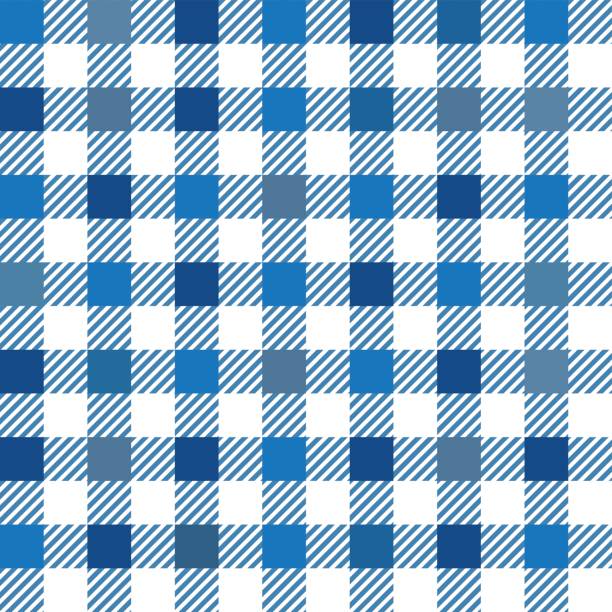 niebieski mix bezszwowy wzór gingham - stripped shirt stock illustrations