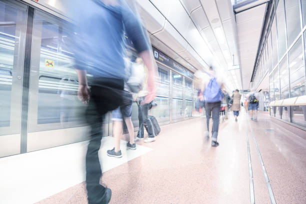 istock Train station platform, motion blur, stockholm city 815699028