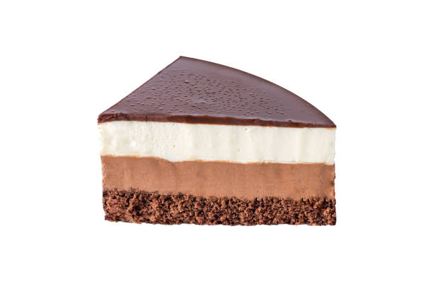 istock Insulated chocolate cake made of three different chocolate mousse layers , white , milk and dark with chocolate 815708160