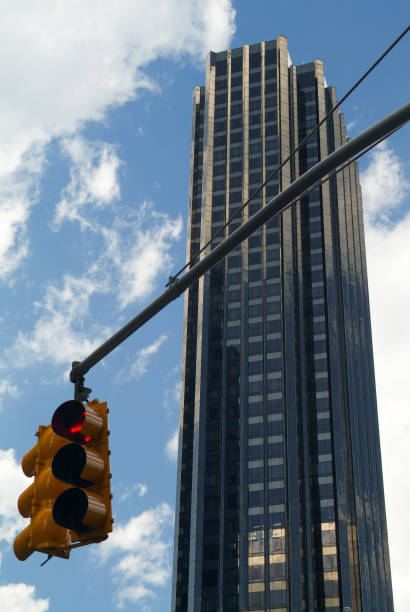 istock traffic light on Columbus circle, New York City 815720802