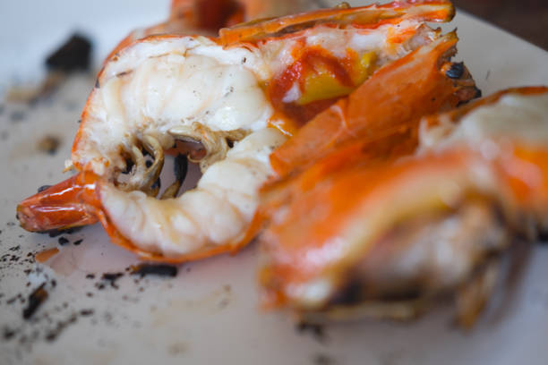 istock Close-up of giant river prawn grilled, selective focus 815723888