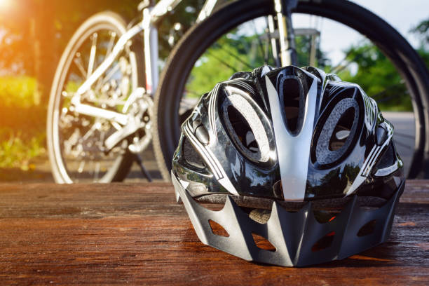 istock set bicycle equipment on a top wood 815731062