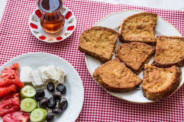 istock Turkish Egg Bread with tea / Yumurtali ekmek / French Toast. 815737924