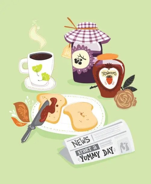 Vector illustration of news_and_breakfast