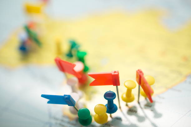 istock world  map country  flags  marked pin  city pinpoint 815741190