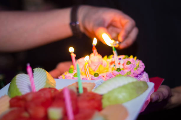 istock Cake birthday blur soft focus black background 815741368