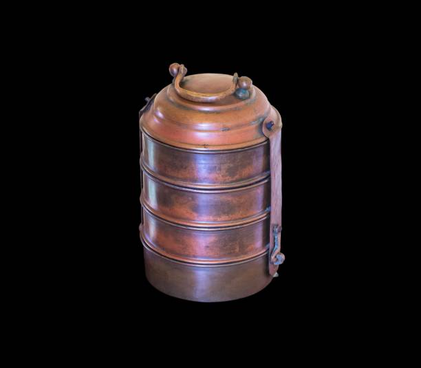 istock Old  Box Fashioned Wooden Tiffin Isolated On Black Background 815748168