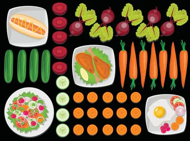 Vector illustration of Food Knolling