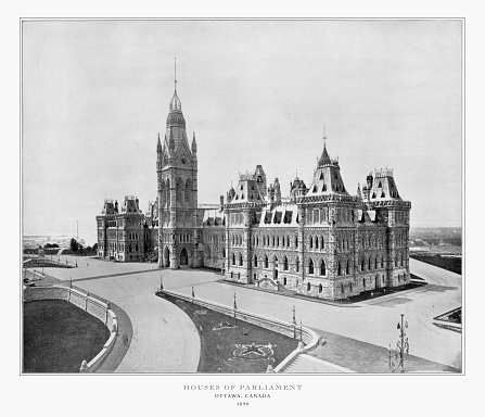 Antique Canadian Photograph: Houses of Parliament, Ottawa, Canada, 1893: Original edition from my own archives. Copyright has expired on this artwork. Digitally restored.