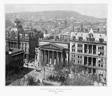 Antique Canadian Photograph: Montreal and Mount Royal, Canada, 1893: Original edition from my own archives. Copyright has expired on this artwork. Digitally restored.