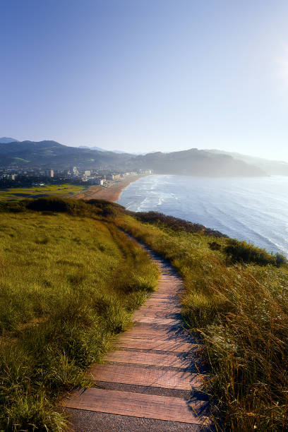 istock Zarautz coast in Gipuzkoa with blue sky 815754874