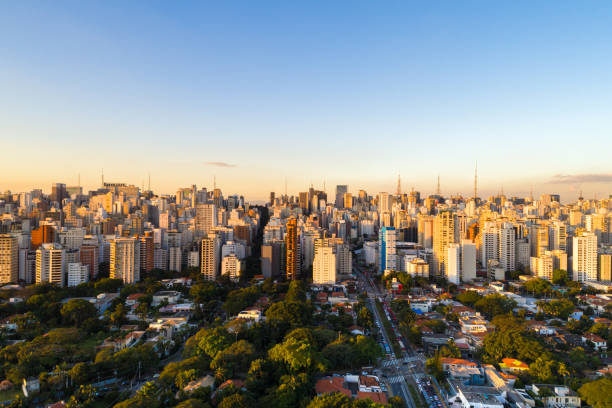 horizonte de la ciudad de san pablo, brasil - big city life fotografías e imágenes de stock