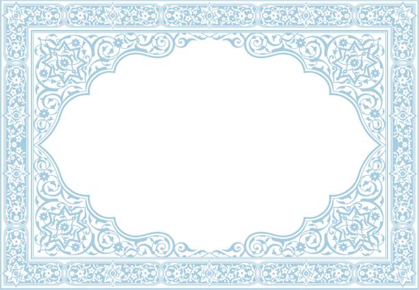 Border Blank Islamic style border frame for certificate ready to print arabic style stock illustrations