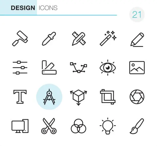 Vector illustration of Graphic Design - Pixel Perfect icons