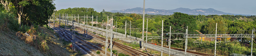 panoramic view of a railway scene